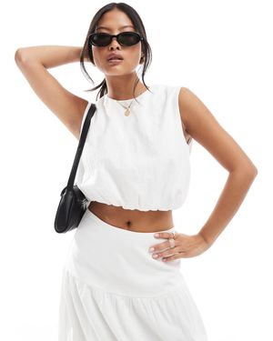 4th + Reckless Petite – strukturiertes cropped oberteil aus popeline - Weiß