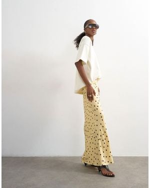 TOPSHOP Polka Dot Flood Length Satin Bias Maxi Skirt - White
