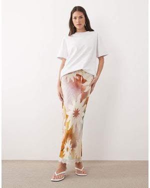 Never Fully Dressed Dorris Satin Maxi Skirt Co-ord - White