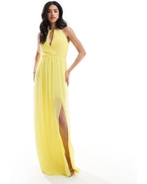 TFNC London High Neck Maxi Dress With Cut Out Detail - Metallic