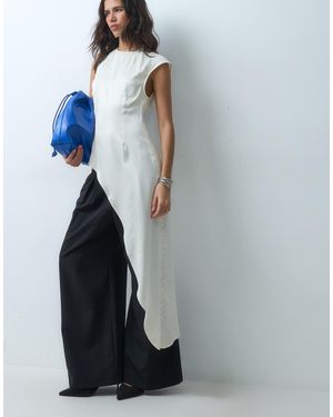 ASOS Extra langes asymmetrisches satinoberteil - Blau