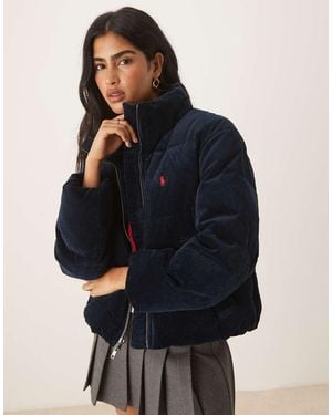 Polo Ralph Lauren Icon Logo Cord Puffer Jacket - Blue