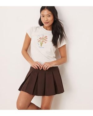 Miss Selfridge Pleated Mini Skirt - Brown