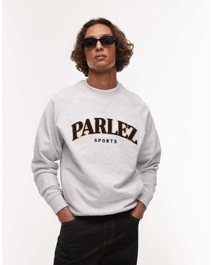 Parlez Sudadera Con Cuello Redondo Y Logo De Estilo Universitario De Tejido Rizado De - Blanco