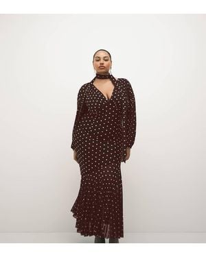 Pretty Lavish Curve Pretty Lavish Plus Mesh Scarf V Neck Maxi Dress - Brown