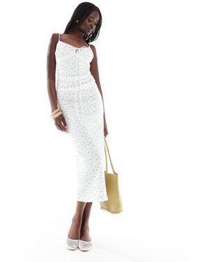 Pull&Bear Maxi Jurk Met Textuur - Wit