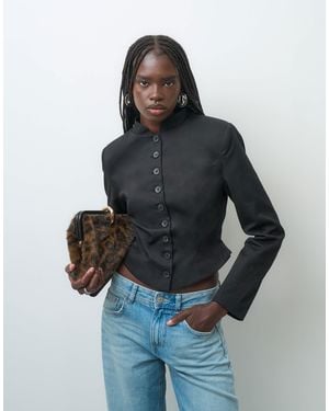 ASOS Taillierte militärjacke mit stehkragen - Blau