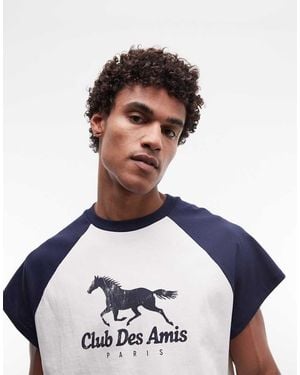 ASOS Boxy Oversized T-Shirt With Horse Graphic - Blue