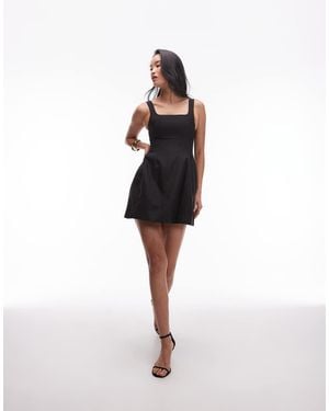 & Other Stories Square Neck Mini Dress With Full Hem - Black
