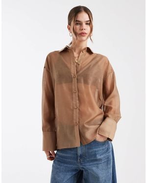 4th & Reckless Sheer Deep Cuff Shirt - Blue