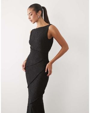 ASOS Raw Seam Cowl Back Devore Maxi Dress - Black