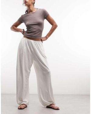 Weekday Pantalones Blanco Hueso De Corte Bombacho De