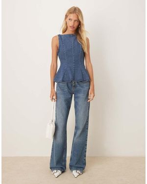 ASOS Top Di Jeans Peplo Medio - Blu
