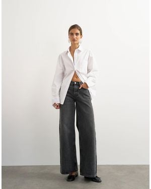 TOPSHOP Horizon Mid-rise Wide Leg Jeans - White