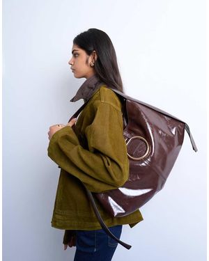 TOPSHOP Bolso De Hombro Marrón Con Herraje Saturn De - Verde