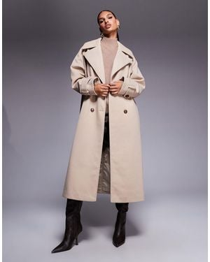 Aria Cove – langer, schwerer trenchcoat - Natur