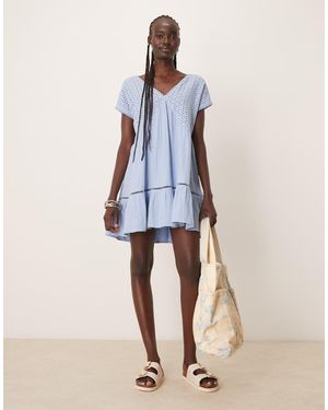 Iisla & Bird Crochet Panel Mini Beach Dress - Blue