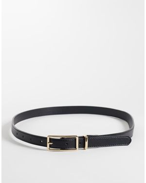 Gina Tricot Slim Belt With Gold Buckle - Grey