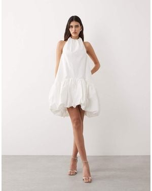 ARRANGE Halter Bubble Hem Mini Dress - Natural