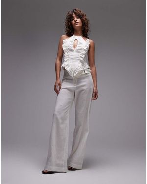 laagam Kaine Linen Trousers With Buckle - Grey