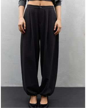 Stradivarius Formal Sarouel Trousers - Black