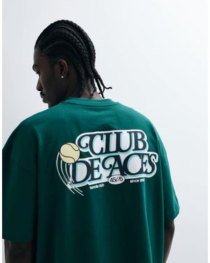 4505 T-shirt oversize en coton épais à imprimé sur la poitrine et finition à séchage rapide - clair - Vert