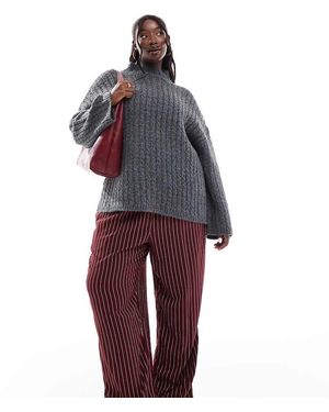 Pieces Plus Jersey Largo Gris Con Cuello Alto De Pieces Curve - Rojo