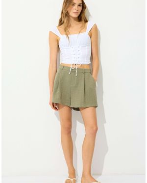 Stradivarius – elegante, rustikale shorts - Grün