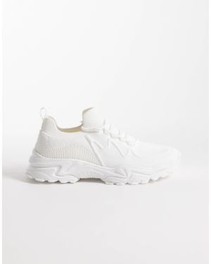 ASOS Knitted Lace Up Sneaker - White
