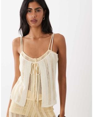 Mango Lolai Mid Knit V-Neck Strappy Cami Top Co-Ord - Natural