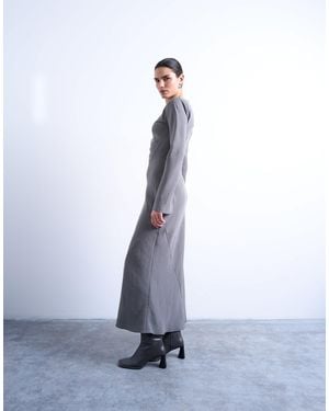 TOPSHOP Slash Neck Cupro Maxi Dress - White