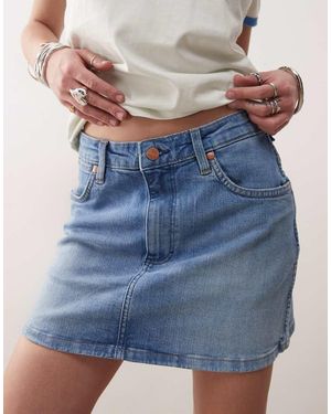 Wrangler Minifalda Vaquera Azul Medio De - Blanco