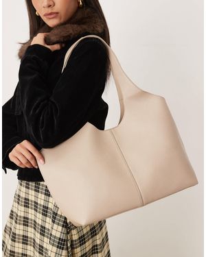 Mango Faux Leather Shopper Bag - Natural