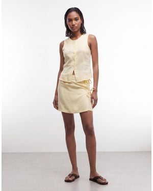 Noisy May Linen Mix Wrap Around Tie Side Mini Skirt Co-ord - Natural