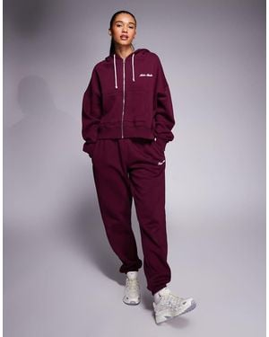 Kaiia Cotton Rich Embroide Logo Cuffed jogger Co-ord - Purple