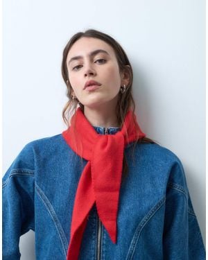 Pieces Small Triangle Knitted Scarf - Blue