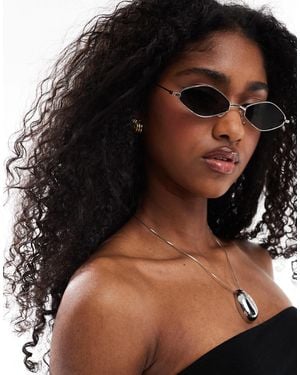 A.J. Morgan Slim Metal Oval Sunglasses - Black