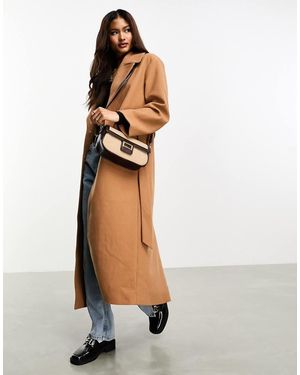 Y.A.S Cappotto Lungo Elegante Color Cammello Con Cintura - Bianco