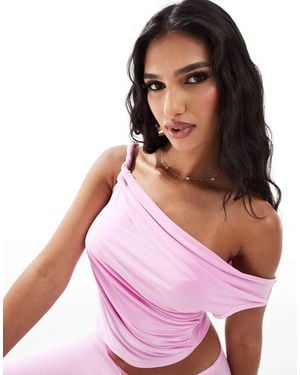ASOS Co-Ord Slinky Twist Off The Shoulder Top - Pink