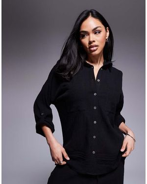 River Island Crinkle Shirt Co-ord - Black