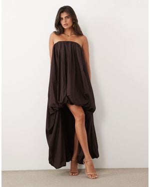 ASOS Volume Bubble Bandeau Maxi Dress High Low Hem - Brown