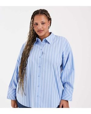 Vero Moda Camisa Azul Pastel A Rayas Extragrande