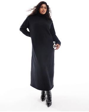 Pretty Lavish Curve – hochgeschlossenes maxikleid aus strick - Schwarz