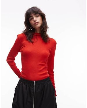 ARKET Top A Maniche Lunghe Lavorato - Rosso