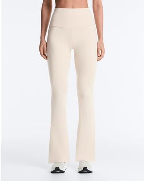Oysho Comfortlux High-Rise Flare Trousers - Natural