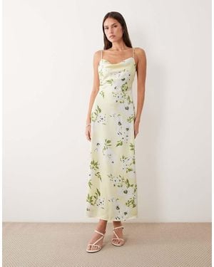 Vila Satin Cowl Neck Maxi Dress - Natural