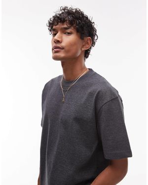 TOPMAN T-shirt coupée carrée en tissu épais - anthracite chiné - Gris