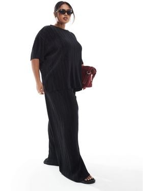 ONLY Plisse Wide Leg Trousers Co-ord - Black