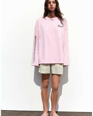 Pull&Bear T-Shirt A Maniche Lunghe Stwd - Rosa