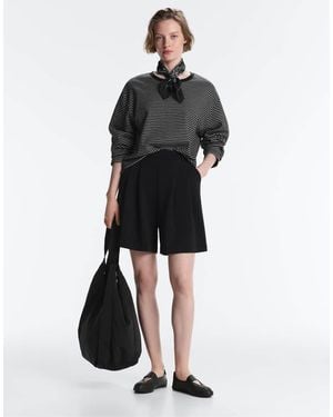 Oysho Soft-touch Modal Bermuda Shorts With Pleats - Black